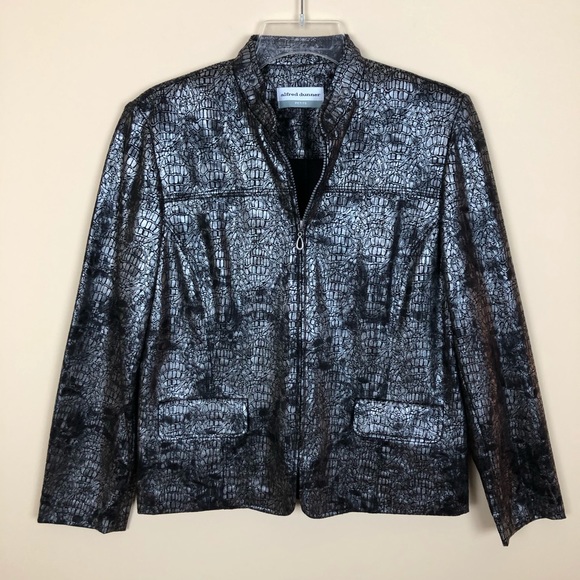 Alfred Dunner | Jackets & Coats | Nwotedgy Metallic Black Silver ...